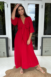 Eve Day Dress in Vivid Red