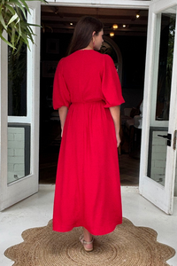 Eve Day Dress in Vivid Red