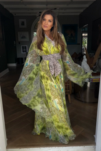 Lime Animal Gown with Paisley detail