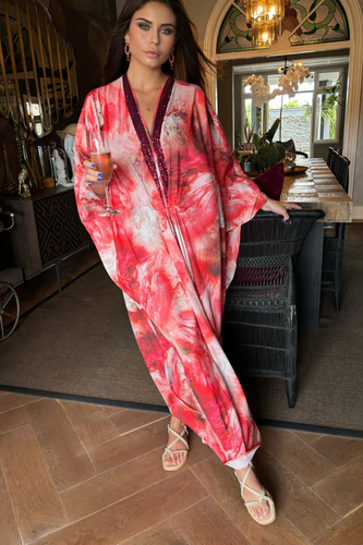 Crimson Drift Kaftan