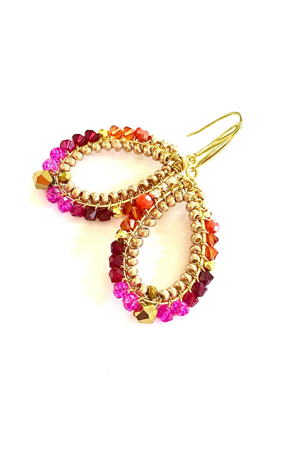 Boho Tapestry Teardrop Earrings - Gold